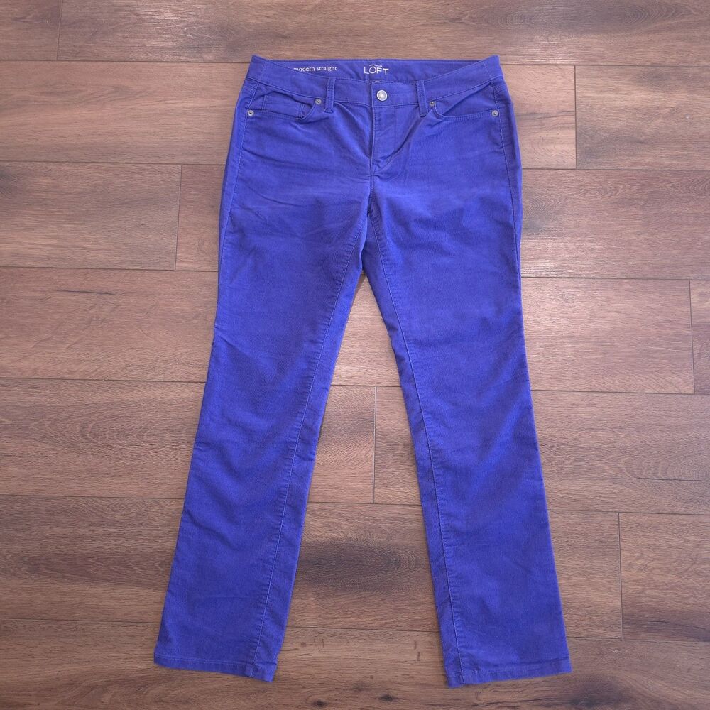 Ann Taylor Loft 29/8P modern straight Corduroy Purple Blue Lightweight Marisa